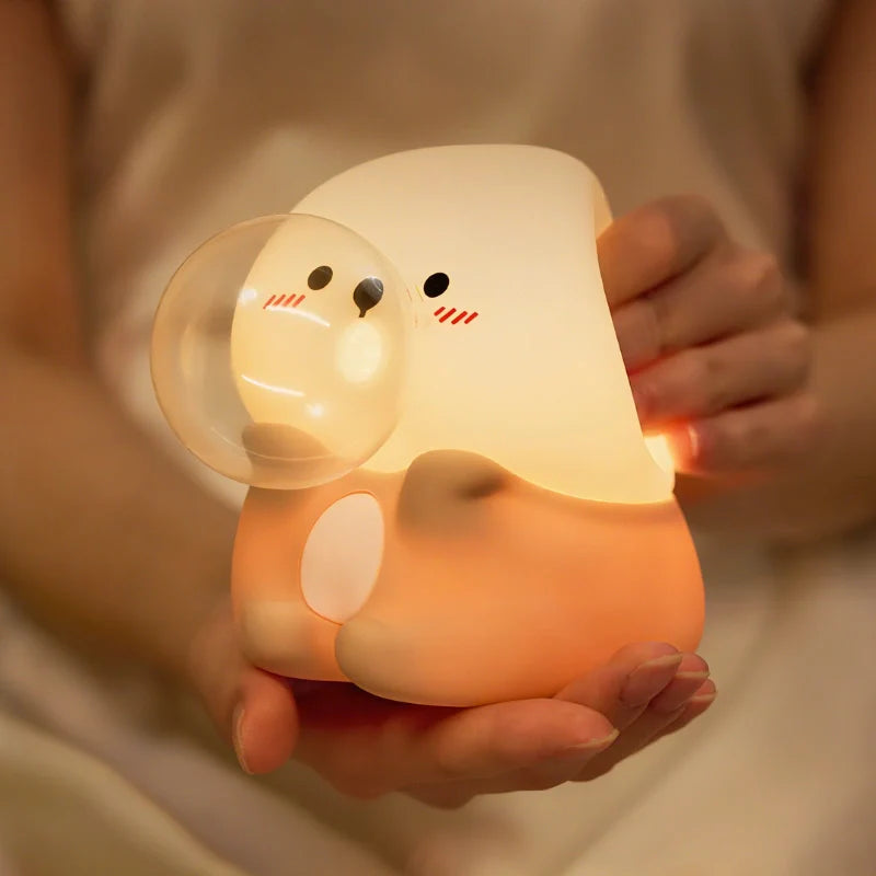 Squeeze Night Light Cute Animal Character Soft Silicone Bedside Lamp