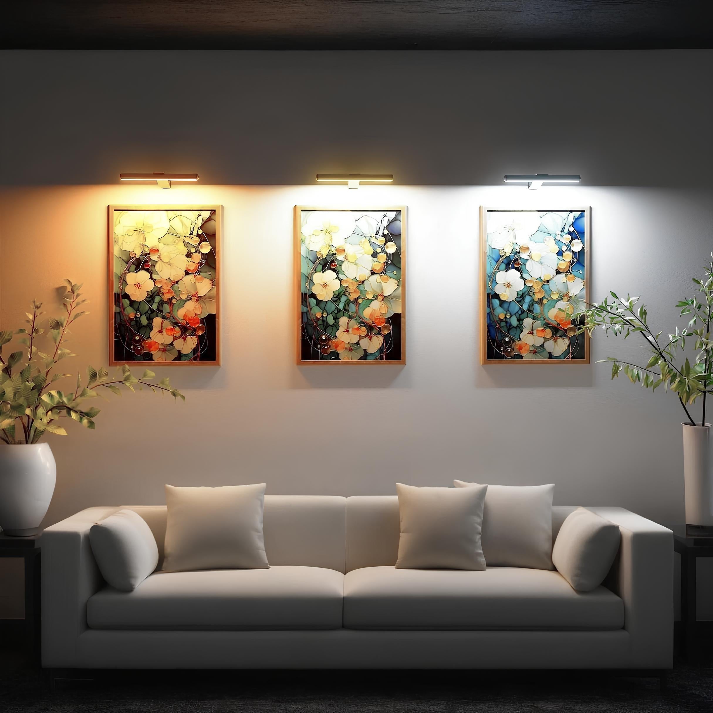 Cordless LED Wall Art Light with Remote Control, 120° Rotation, Dimmable