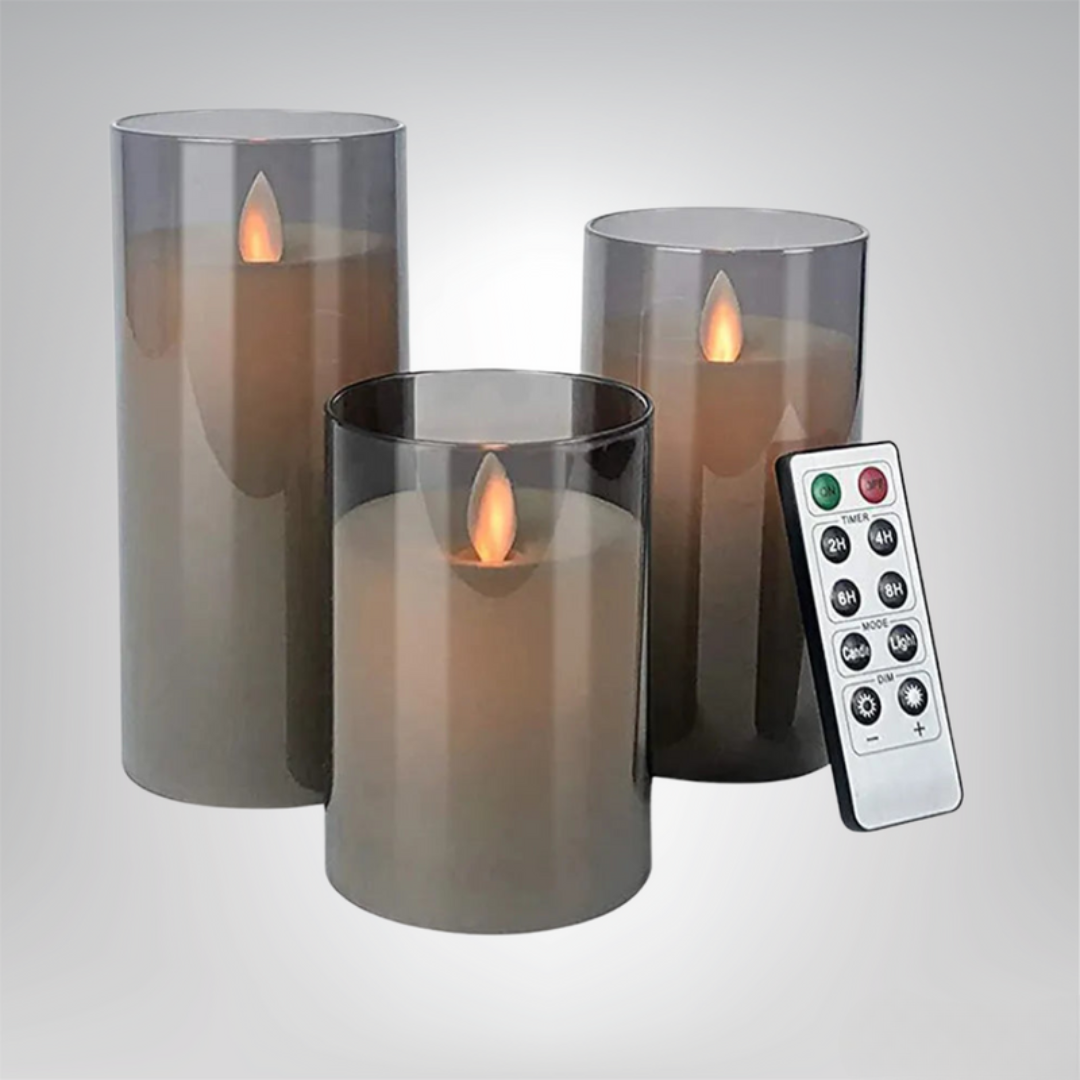 Battery-Powered Candle Lamp Set with Remote Control – Flameless Flickering Candlelight for Cozy Ambiance, Set of 3 1