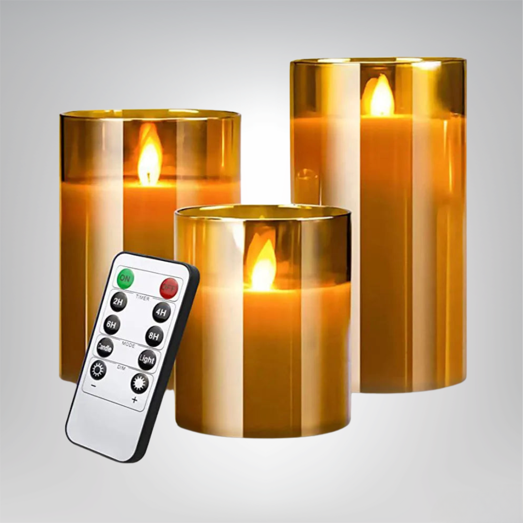 Battery-Powered Candle Lamp Set with Remote Control – Flameless Flickering Candlelight for Cozy Ambiance, Set of 3 8