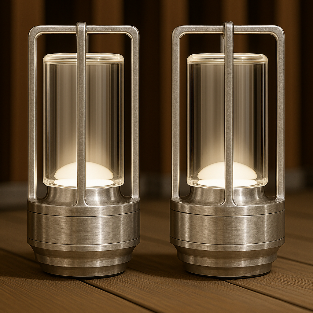 Crystal Glass Table Lamp with Touch Control and Rechargeable Battery