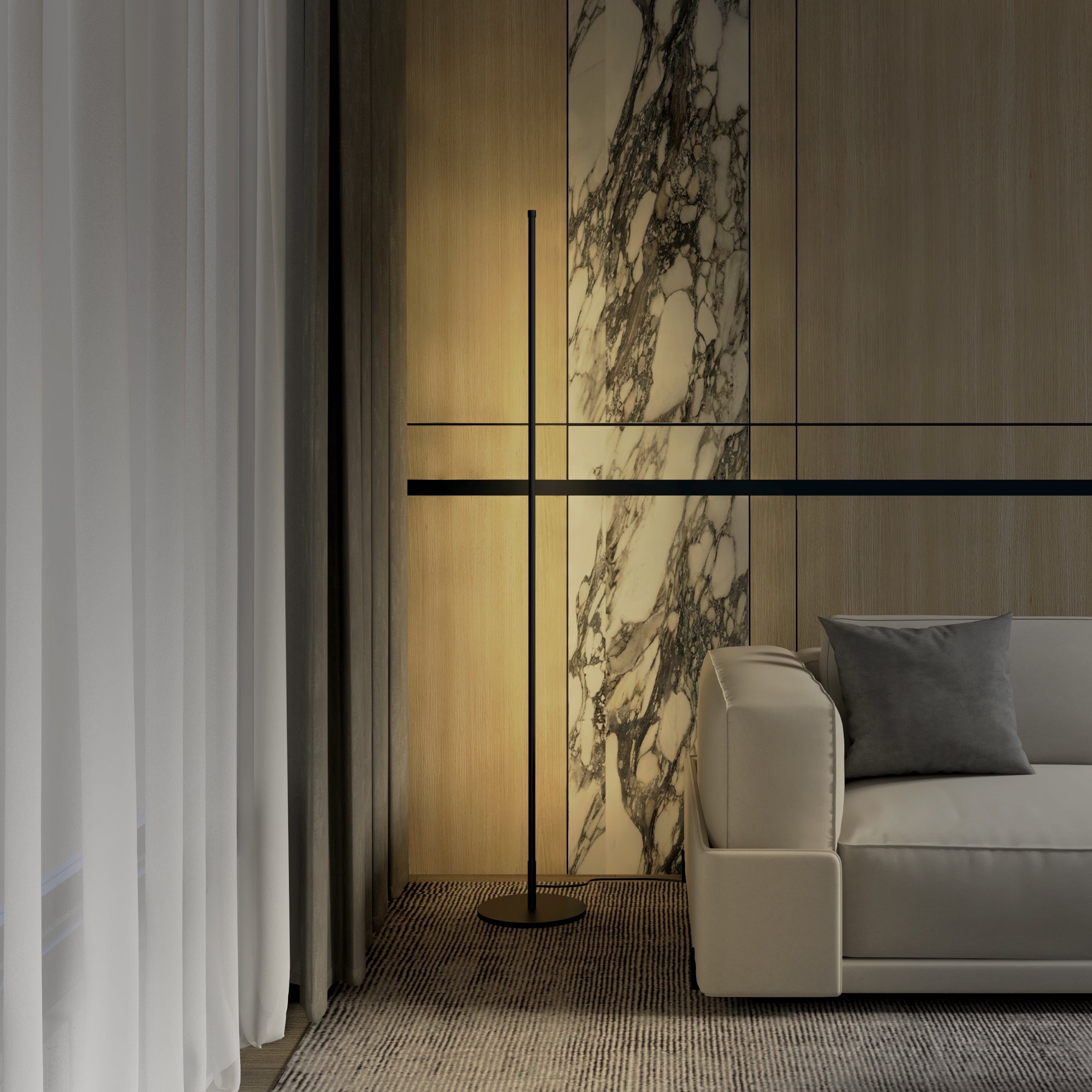 Leger Floor Lamp 58 Inch LED Aluminium Black Gold White Silver