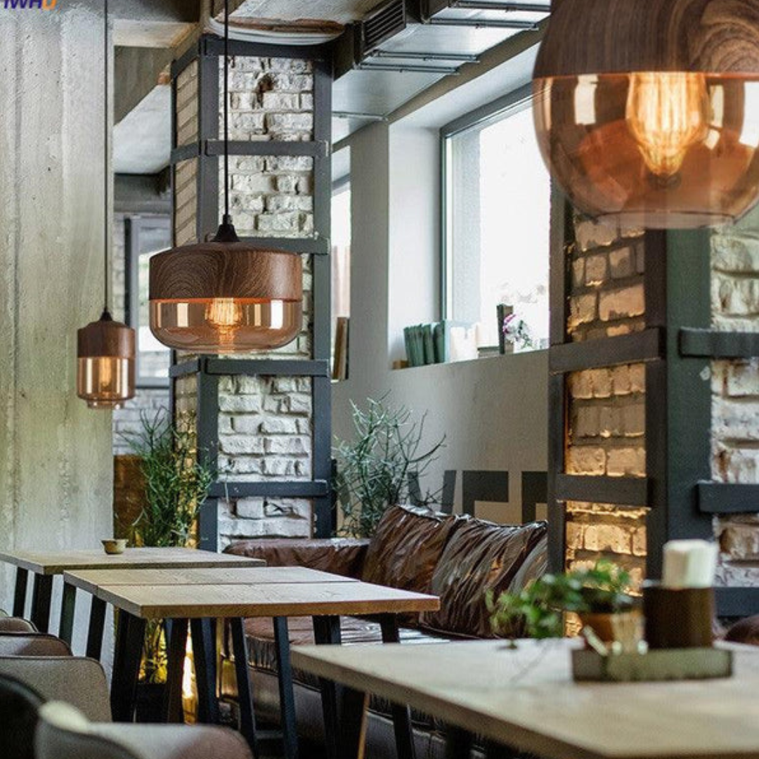 Scandinavian Wooden Ceiling Lamp with Tinted Glass – Adjustable Height Ceiling Light Fixture for Modern Interiors 6