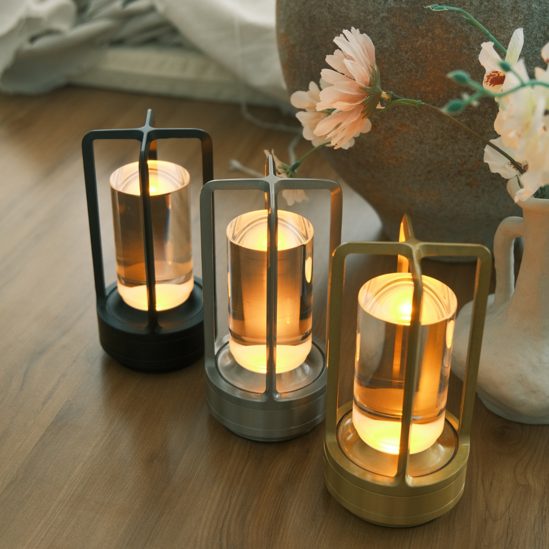 Crystal Glass Table Lamp with Touch Control and Rechargeable Battery