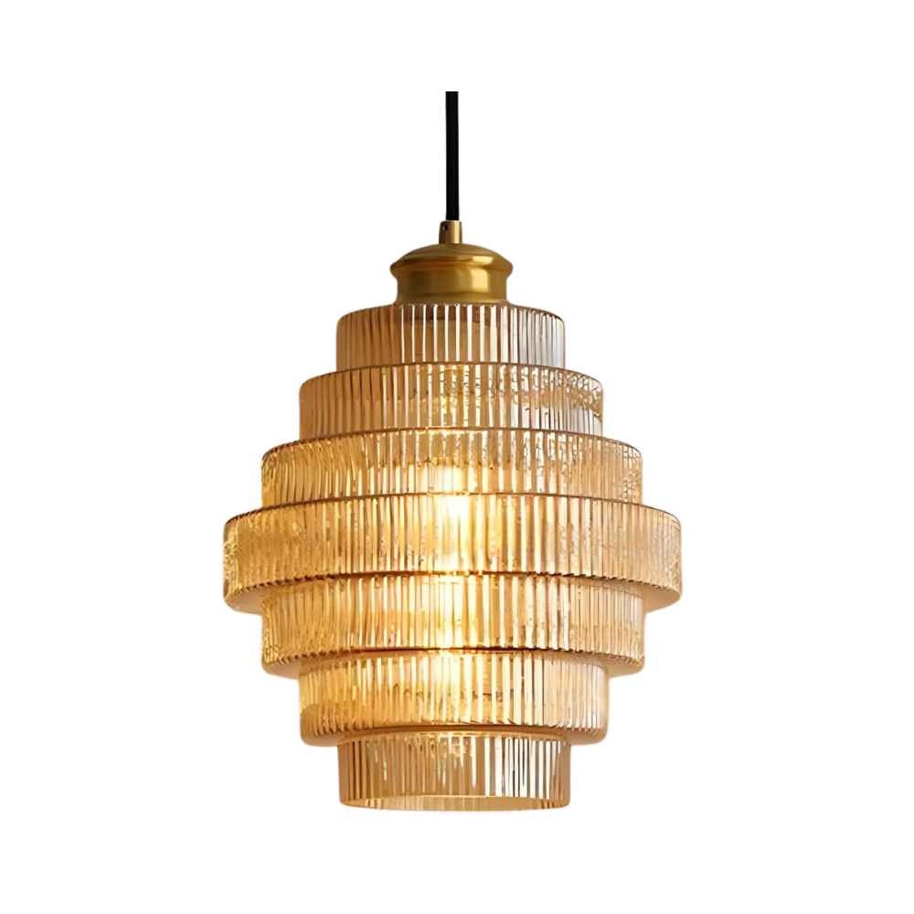 Vintage Glass Pendant Light with Adjustable Length and Brass Finish – Retro Hanging Light for Living Rooms and Dining Areas 0