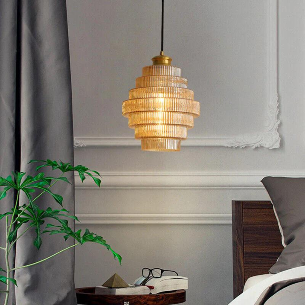 Vintage Glass Pendant Light with Adjustable Length and Brass Finish – Retro Hanging Light for Living Rooms and Dining Areas 3