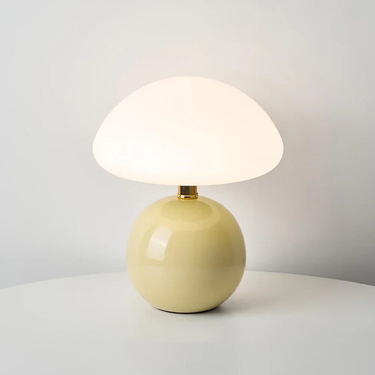 Mushroom Table Lamp Cream Ceramic LED Adjustable Retro