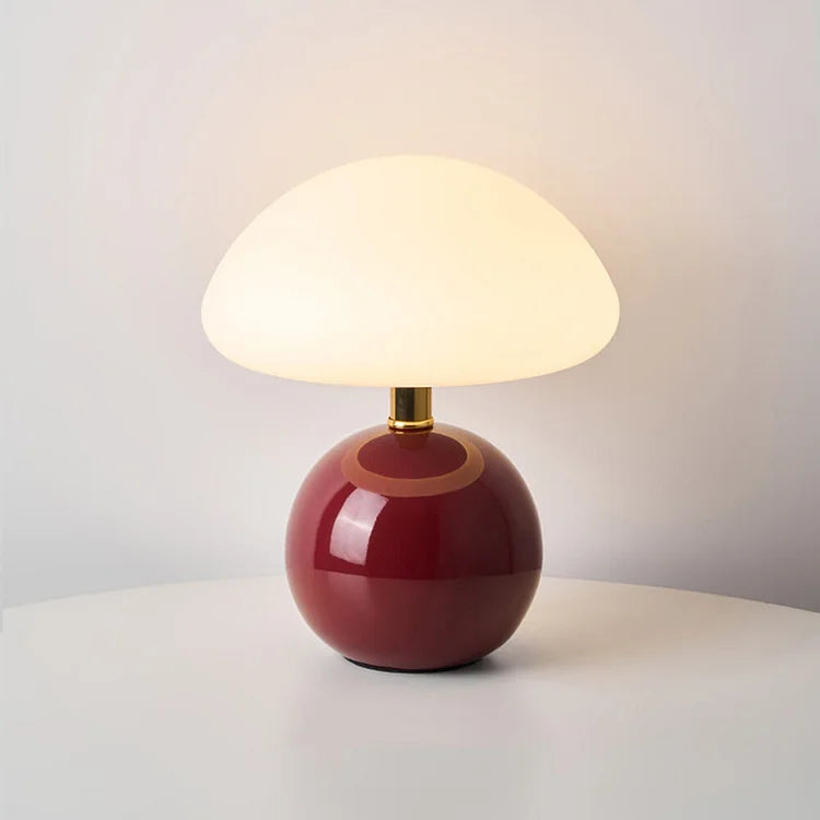 Mushroom Table Lamp Cream Ceramic LED Adjustable Retro