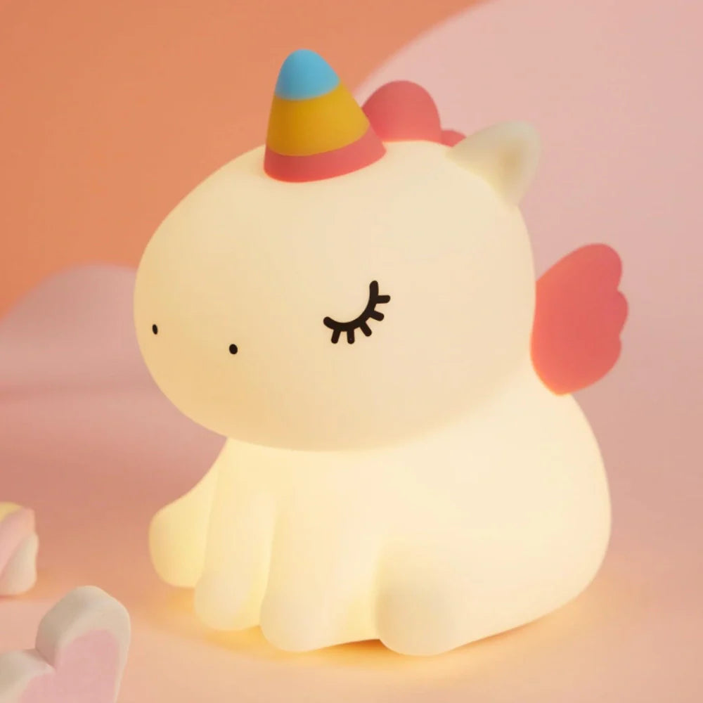 Squeeze Night Light Cute Animal Character Soft Silicone Bedside Lamp