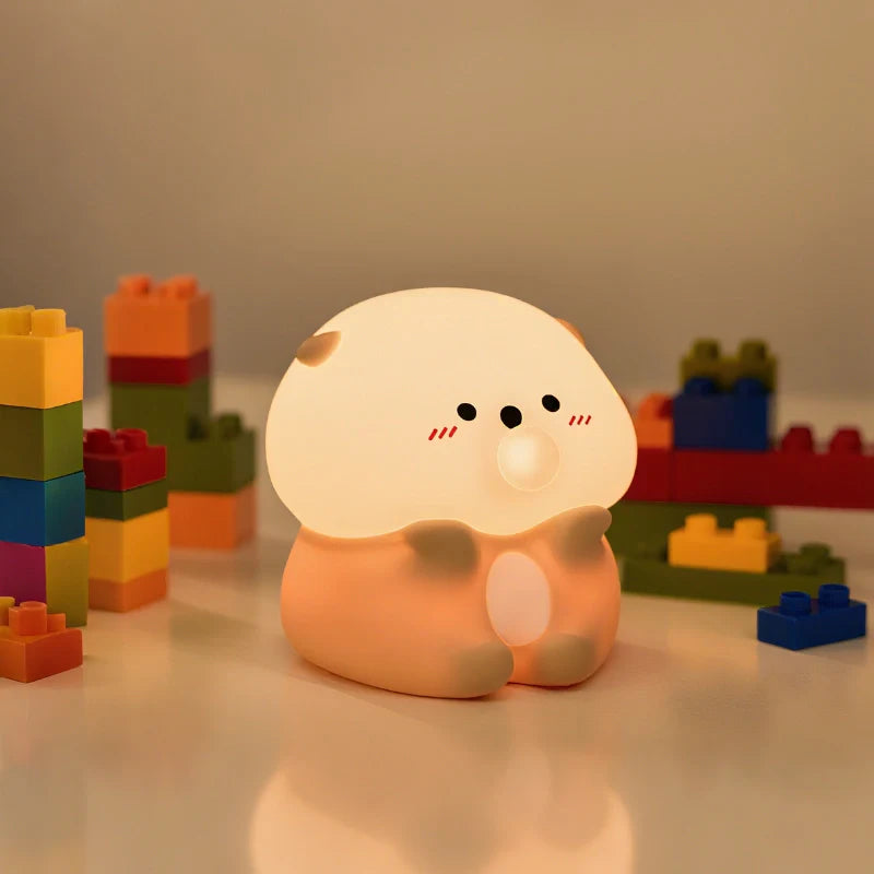 Squeeze Night Light Cute Animal Character Soft Silicone Bedside Lamp