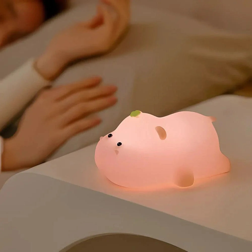 Squeeze Night Light Cute Animal Character Soft Silicone Bedside Lamp