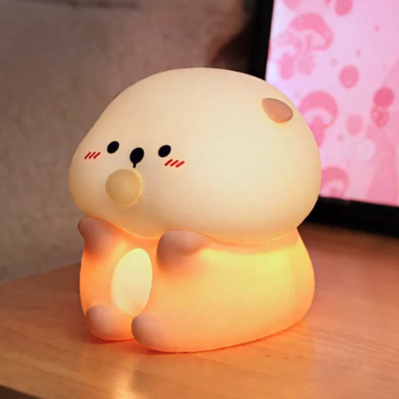Squeeze Night Light Cute Animal Character Soft Silicone Bedside Lamp
