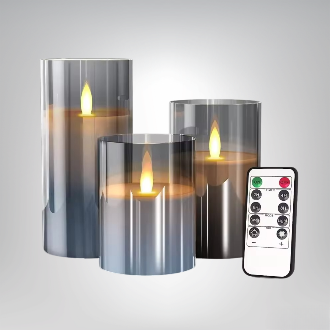 Battery-Powered Candle Lamp Set with Remote Control – Flameless Flickering Candlelight for Cozy Ambiance, Set of 3 0