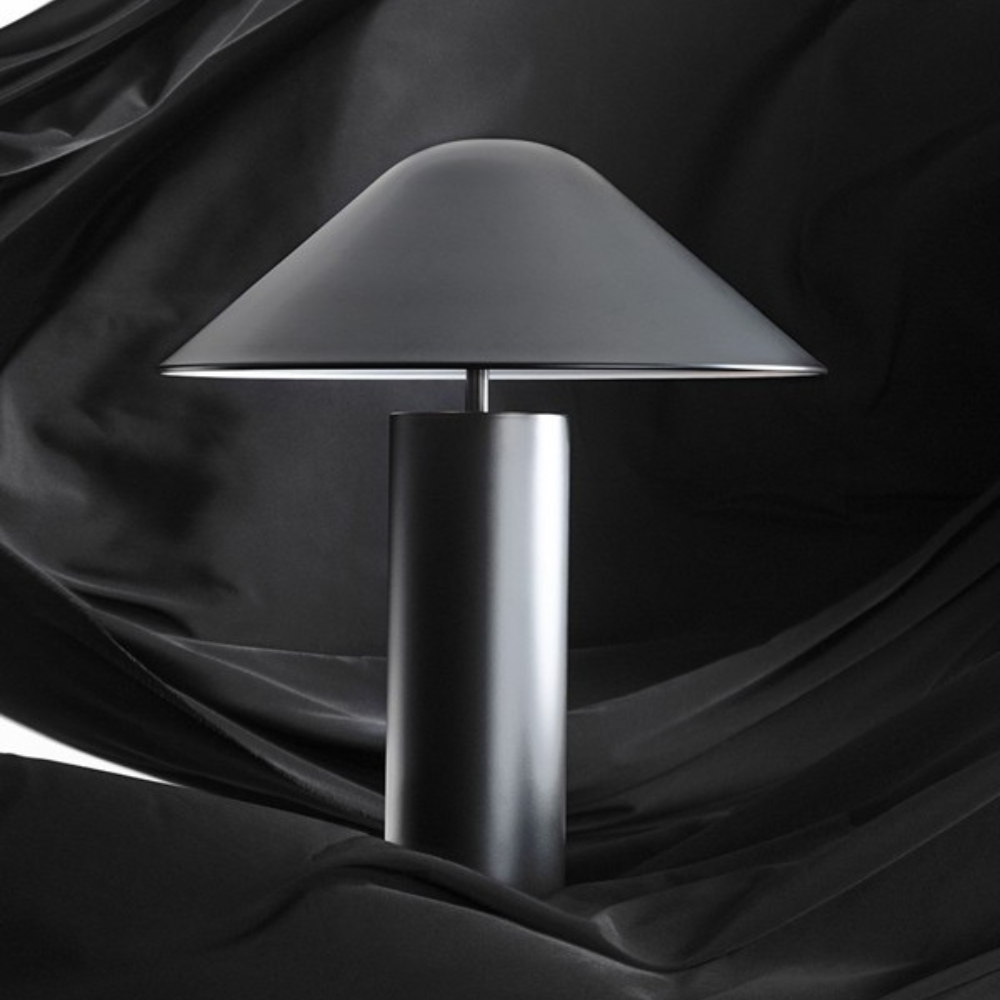 Japandi Style Table Lamp with Asymmetrical Shade – Elegant Black Design for Living Room and Bedroom 2