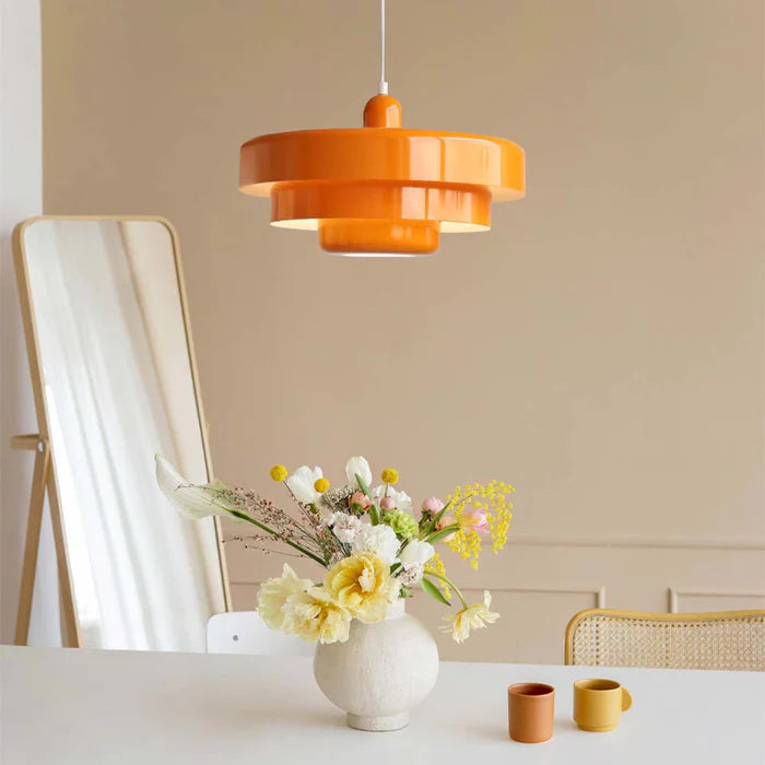 Mid-Century Iron Pendant Lamp, Adjustable Hanging Length, Bauhaus Design, Stylish Kitchen Pendant Lighting in Green, Orange, White 5