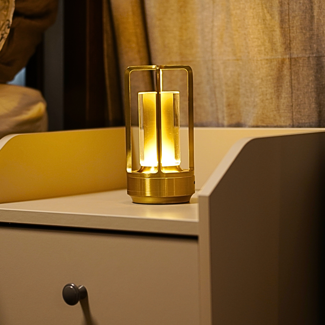 Crystal Glass Table Lamp with Touch Control and Rechargeable Battery