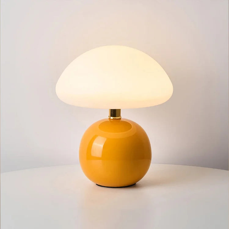 Mushroom Table Lamp Cream Ceramic LED Adjustable Retro