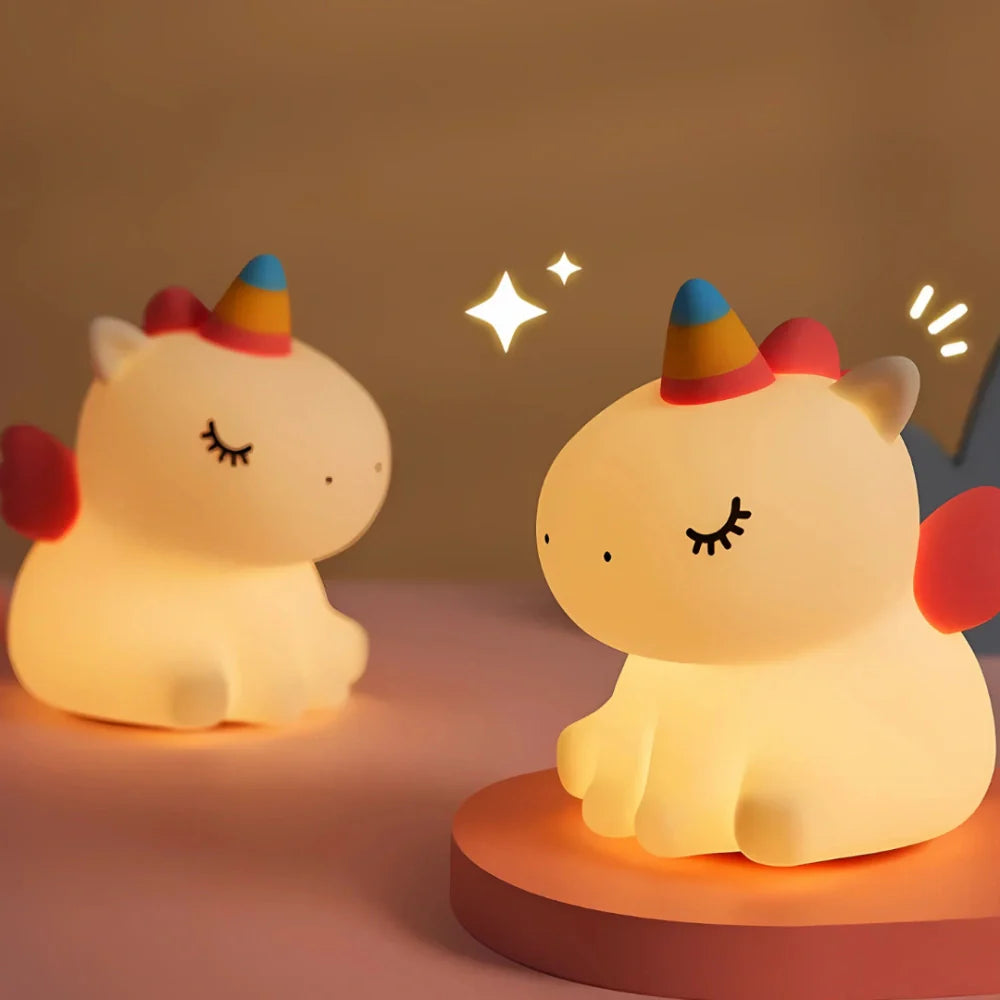 Squeeze Night Light Cute Animal Character Soft Silicone Bedside Lamp